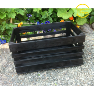 Äppellåda svart lackbetsad 60x40cm